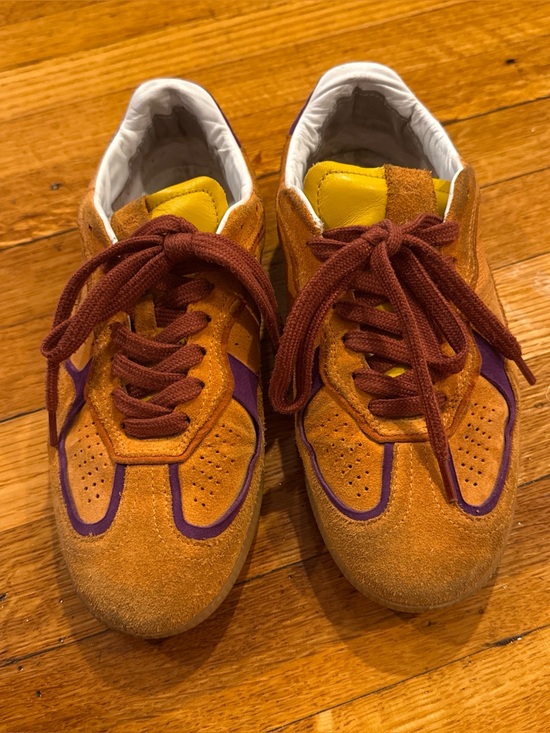 ALOHAS Shoes - Women’s Suede Casual Aloha Sneakers in Orange with Purple